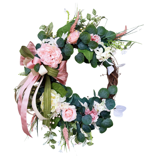 Pink and Green Grapevine Wreath
