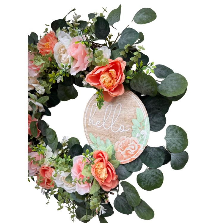 Coral Pink Hello Wreath